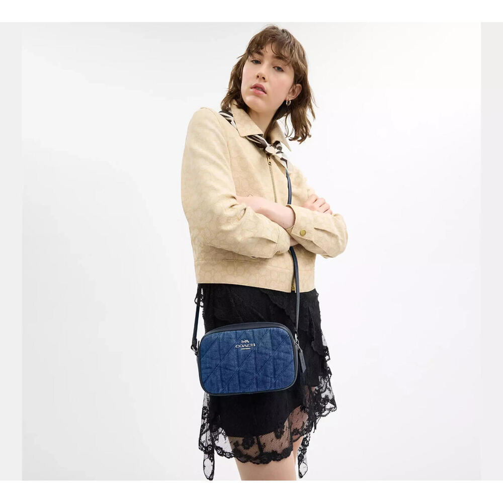 Coach Mini Jamie Camera Bag With Quilting Silver/Denim $328 - Picture 9 of 11
